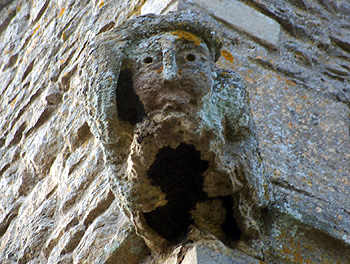 Carving on the north-east corner of the tower March 2012